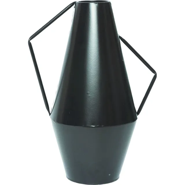 Oneiro Luxe Vaas Vase Cadiz Metal 20x16x26cm Black – hotel chique - binnen – accessoires – tuin – decoratie – bloemen – mat – glans – industrieel - droogbloemen Zwart