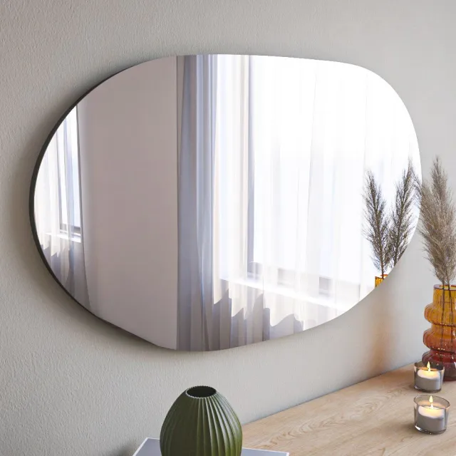 Skye Decor , Spiegel, Vanomi - Black, MDF, Zwart, 52 x 2,2 x 89 cm