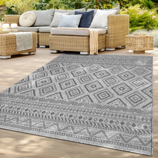 TT Home Binnen- en buitentapijt weerbestendig balkon keuken woonkamer tapijt 240 x 340 cm Rond 240 x 340 cm Rond antraciet