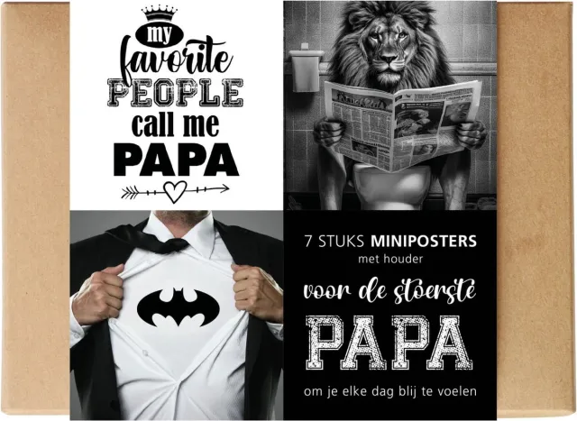 Give-X Mini posters met houten staander - Papa zwart / wit