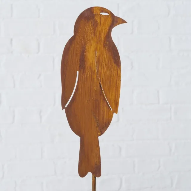 Iron Art Tuinbeeld - Gazonsteker Tuinsteker Merel vogel tuindecoratie Ecoroest - metaal h44 cm