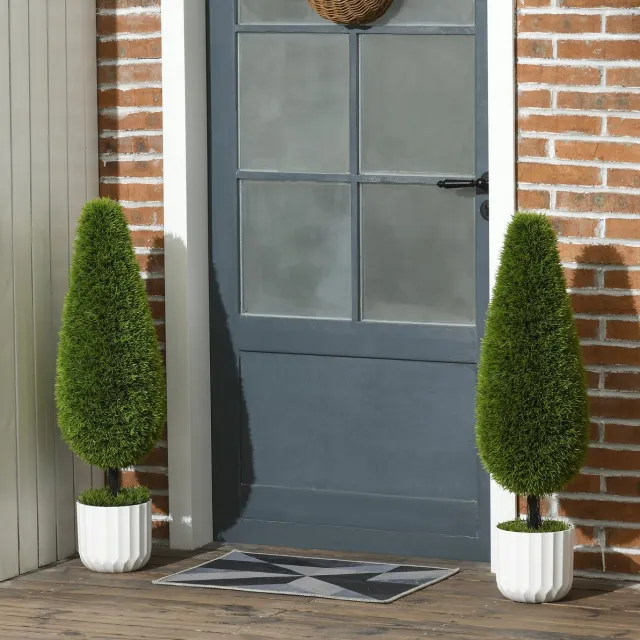 MODFU Kunstplant - Zypressen - 2 Stuks - Binnen & Buiten - Kunststof - Groen - 90 Cm Green