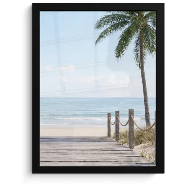 FrameYourWall Poster in lijst - Fotolijst 30x40 cm - Posters - Palmbomen - Pad - Horizon - Posterlijst zwart - Decoratie - Wanddecoratie woonkamer - Muurdecoratie slaapkamer