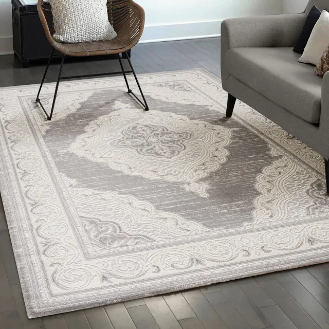 Muratap Harmony Oosters Laagpolig Vloerkleed Lichtgrijs- 120x160 CM
