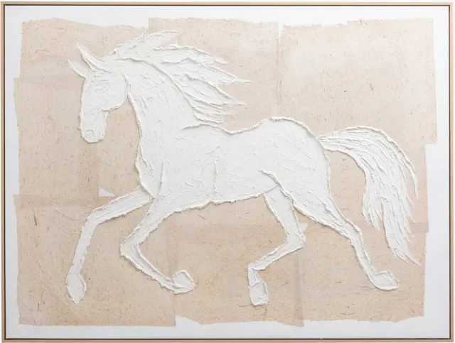 J-Line Schilderij paard - acryl - beige/wit