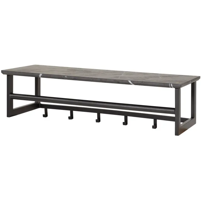 Industrieel In Huis Luxe Kapstok Hangend 6 Haken - Wandkapstok Muur - Kapstokhaak 6x - Kapstokken Industrieel Staand - Wandkapstok met Hoedenplank Hout & Zwart Metaal Landelijk - Wandkapstok met Plank (80 cm x 30 cm x 24 cm) Hout - Zwart