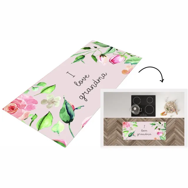 KitchenYeah Keukenloper - Loper keuken - Spreuken - I love Grandma - Quotes - Keukenloper vinyl Multicolor