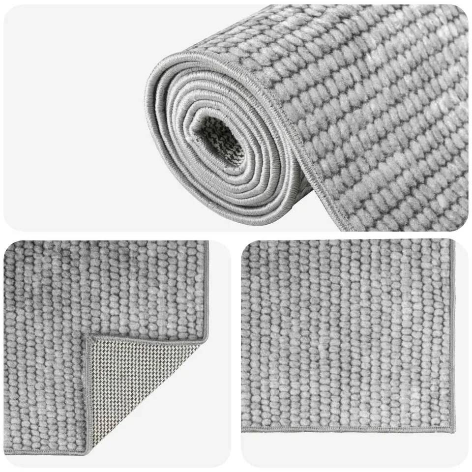 vidaXL Vloerkleed Grijs 50 x 150 cm 100% Polyester 3 mm Wasbaar, foto 4