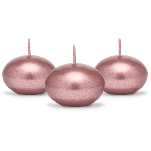 Partydeco Poland PARTYDECO - 50 metallic roségouden drijfkaarsen 40 mm