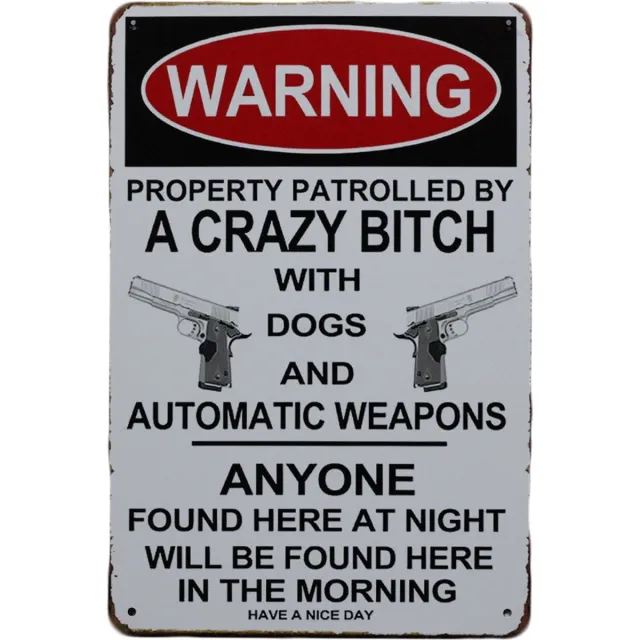 Cave & Garden A crazy bitch - Metalen wandbord - Mancave - Tekstbord - Retro bord - UV bestendig - 20 x 30 cm - Metal sign - Cave & Garden wit