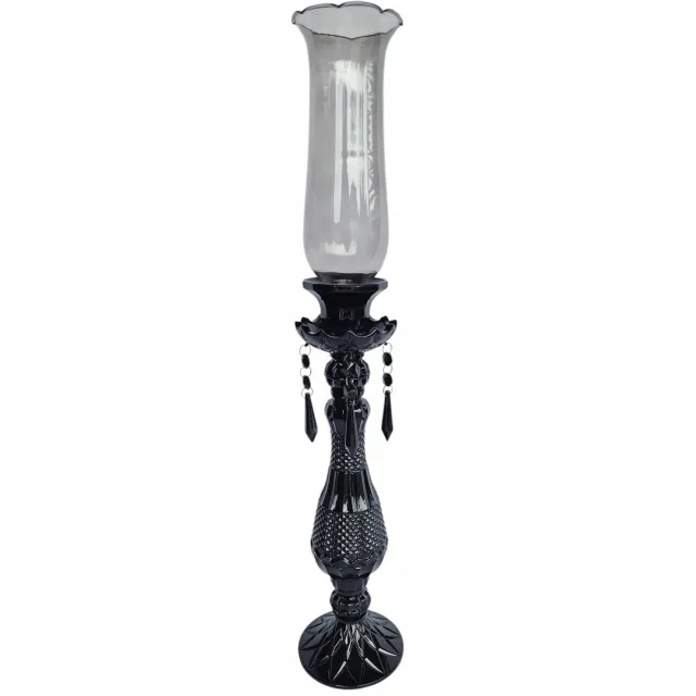 Madex Zwarte Glazen Kandelaar met Kap - 62 cm