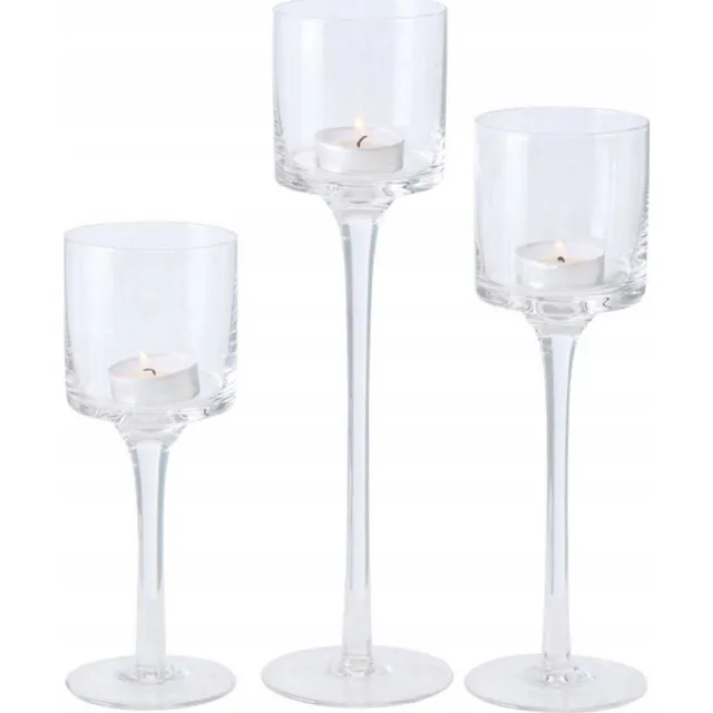 Selsey glazen kandelaars Arosa - set van 3, transparant glas, drie niveaus