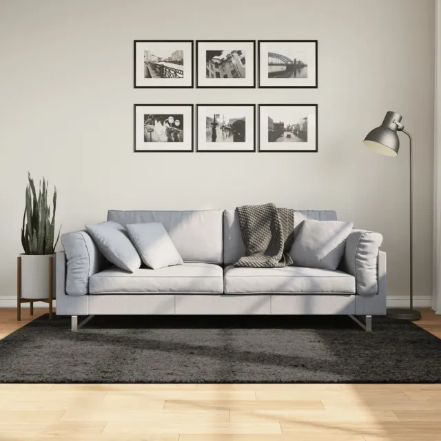 vidaXL Vloerkleed ISTAN hoogpolig glanzend 140x200 cm antracietkleurig, foto 2