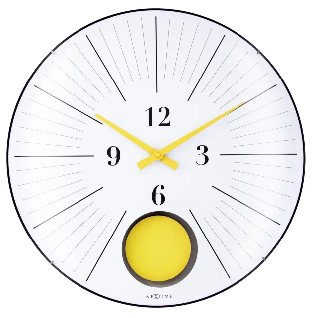 NeXtime Grote wandklok 50 cm met bolvormige glazen lens - geruisloos - pendel 'Duomo 50 Pendulum' Multicolor
