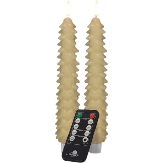 Anna's Collection Dinerkaars kerstboom wax led 3d vlam op batteri... naturel