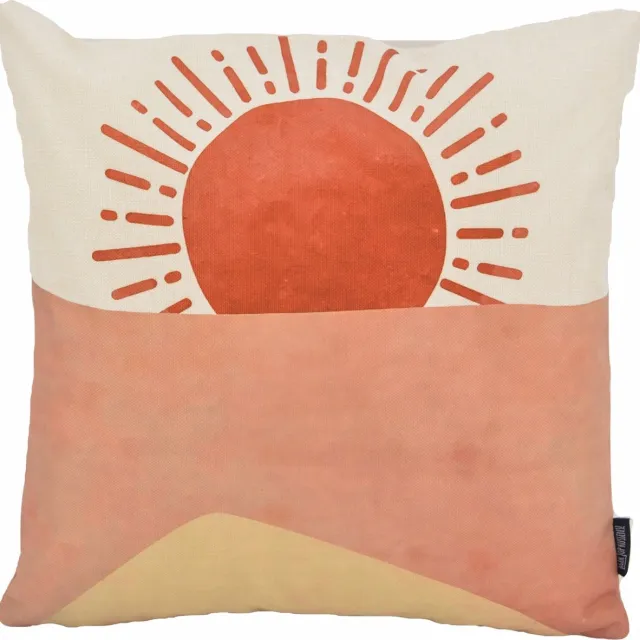 Gek op Kussens! Sunset / Zonsondergang Kussenhoes | Katoen/Linnen | 45 x 45 cm beige-terra