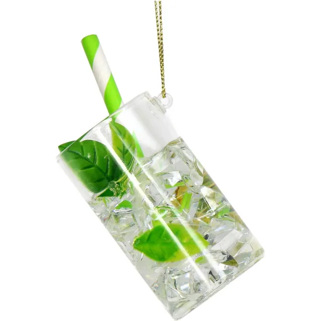 HD Collection Ornament Kerstbal – Cocktail Mojito – Glas – Helder – 9 cm – Luxe Kersthanger Cocktail lemon