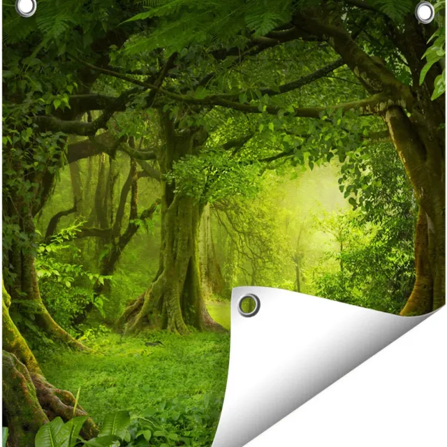 Gards Tuinposter Groene Tropische Jungle Bos - 40x40 cm - Tuindoek - Tuindecoratie - Wanddecoratie buiten - Tuinschilderij Multikleur