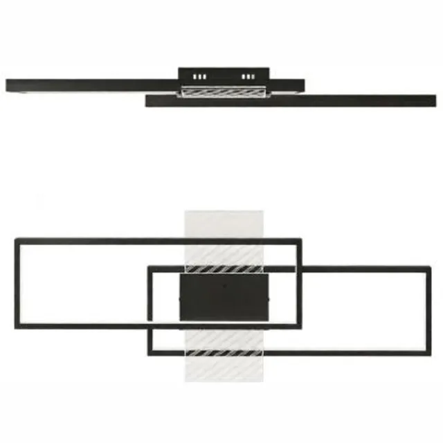 Rolipo LED Plafondlamp 43W – Dimbaar 3000-6000K – 4600 lm – Met Afstandsbediening en Nachtlicht – 70 x 30 cm – Zwart