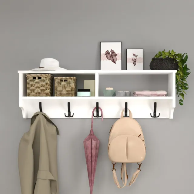 en.casa Wandkapstok Åstorp met 2 vakken 37x120x22 cm wit