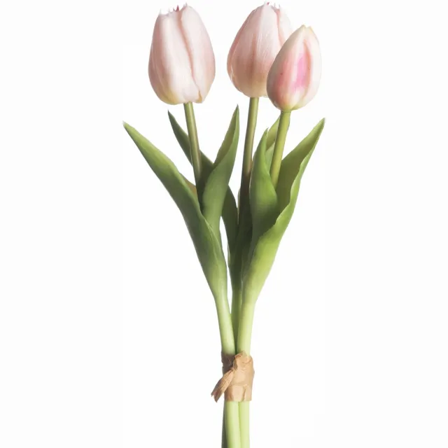 Flores Kunst tulp bundeltje van drie l. pink licht pink