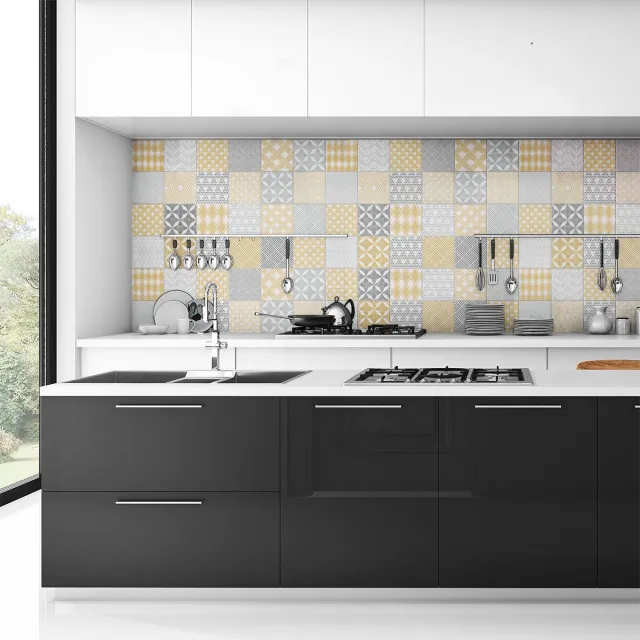 Ambiance Sticker Zelfklevende muurtegelstickers voor keuken en badkamer - 24 Scandinavische Jersey cementtegelstickers - 24 stickers, 10x10cm Multi color