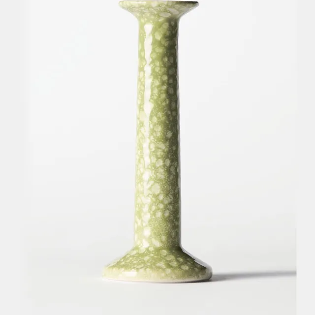 HEMA Kandelaar ⌀8x20cm Zwier keramiek spikkel groen (groen)