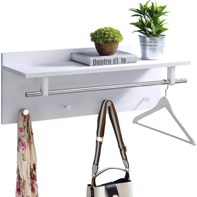 Unyqoos Wandgarderobe met Kapstok en Hoedenplank voor Compacte Opbergruimte wit
