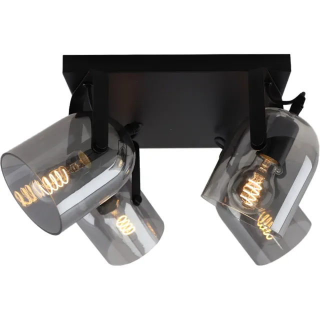 Olucia CLYDE - Plafondlamp - Grijs / Zwart - 4L - Vorm: Vierkant
