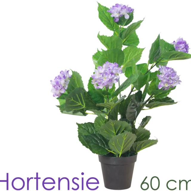 Decovego Kunstmatige Valse Hortensia Plant Bloem Decoratie Bininnen 60cm Paarse Lila Paarsbloeiend DECOVEGO