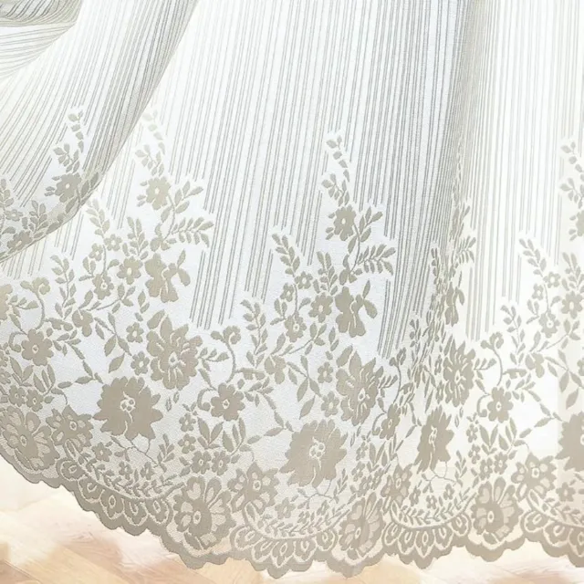 Thuys Country Style Jacquard Schuifgordijn – Transparant Kantgordijn – 1 Stuk – 245 x 450 cm Wit