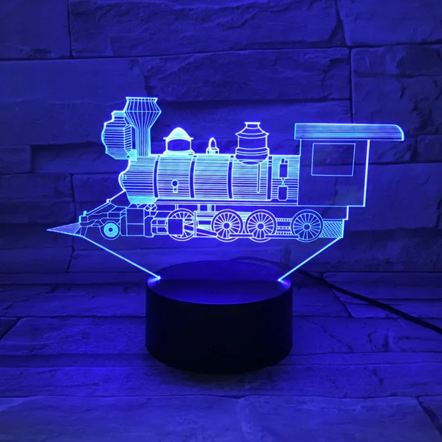 MC Living 3D Led Lamp Met Gravering - RGB 7 Kleuren - Trein
