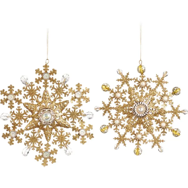 Goodwill Kerstbal - Goud - B18 x L18 x H3 Cm - 2 stuks Crème