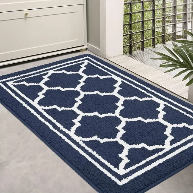 Homaxy Deurmat voor binnen, 80 x 120 cm, wasbaar, vuilvangmat, antislip voetmat, deurmat, vuilvangmat voor entree, binnen, marineblauw