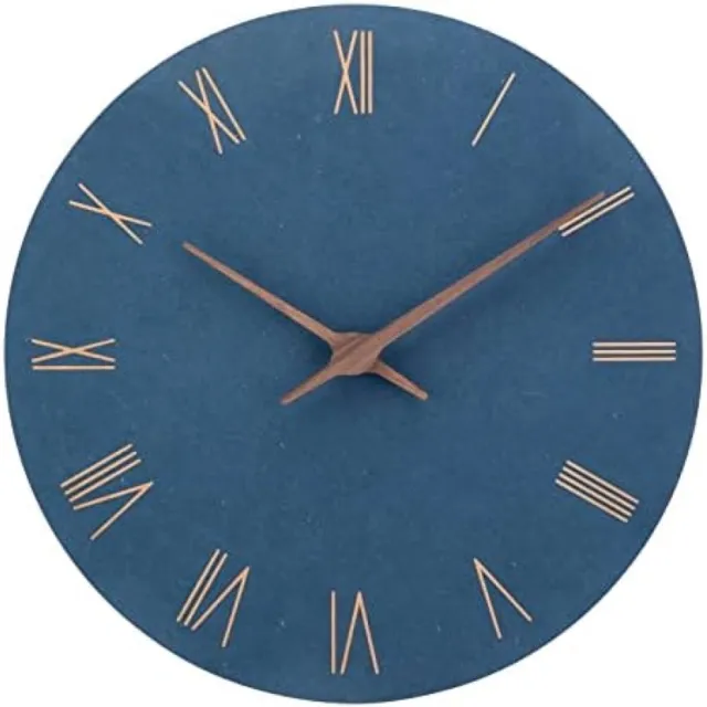 San Marque PromoHome Stille Wandklok - Moderne Sfeer met Romeinse Cijfers, 30 cm Blauw