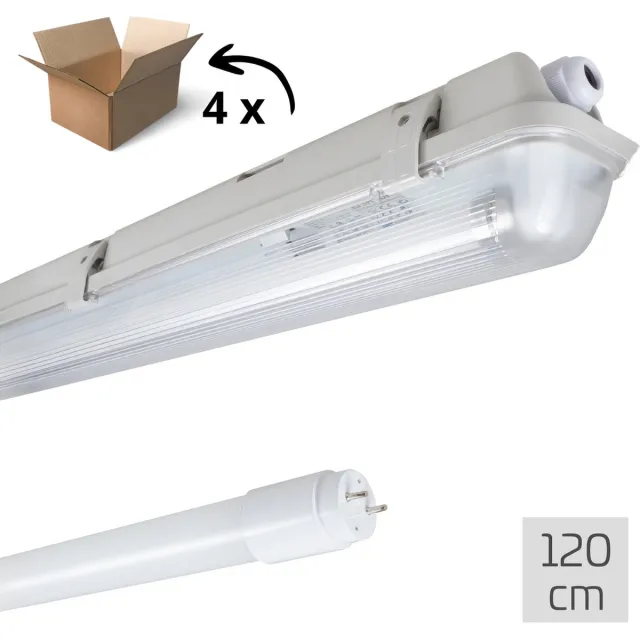 Proventa TL LED armaturen 120 cm - 4PACK LED TL armaturen incl. LED buis - Waterdicht - 2160 lm Wit