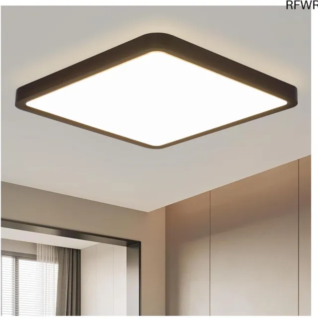 RFWR Plafondlamp LED 18W Plat Slaapkamer- en Badkamerverlichting 23cm Zwart