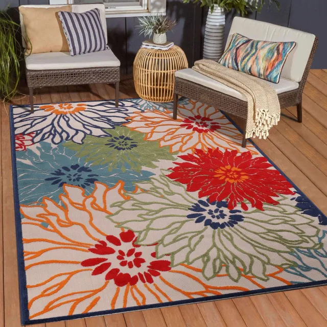 Muratap Floral Outdoor - Buitenkleed Tuin - Weerbestendig Vloerkleed - Multi