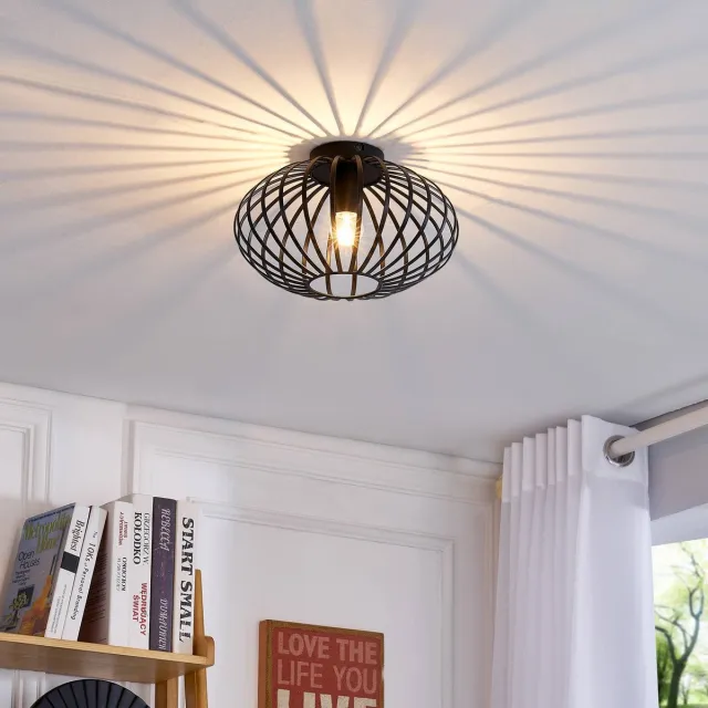 Lindby plafondlamp - 1licht - IJzer - H: 19 cm - E27 - zwart