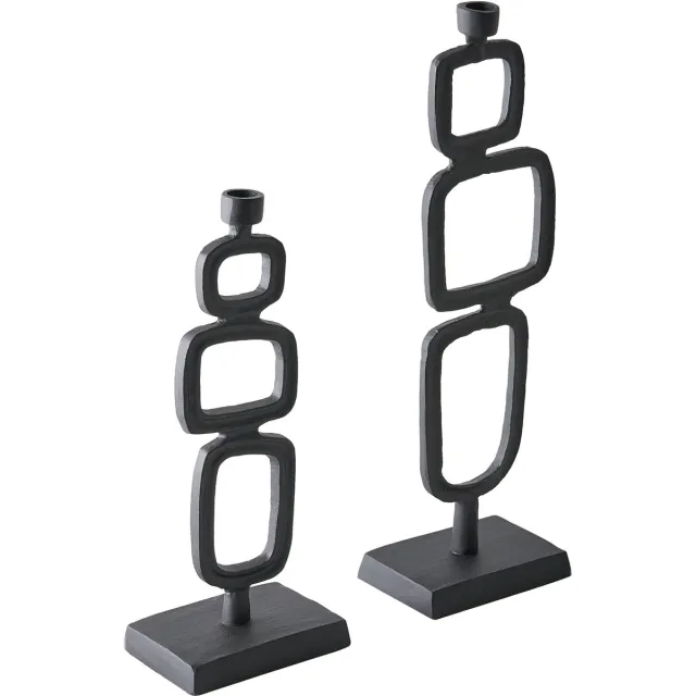 Beliani SIPANJE - Set van 2 kandelaars - Zwart - 35/48 cm - Aluminium
