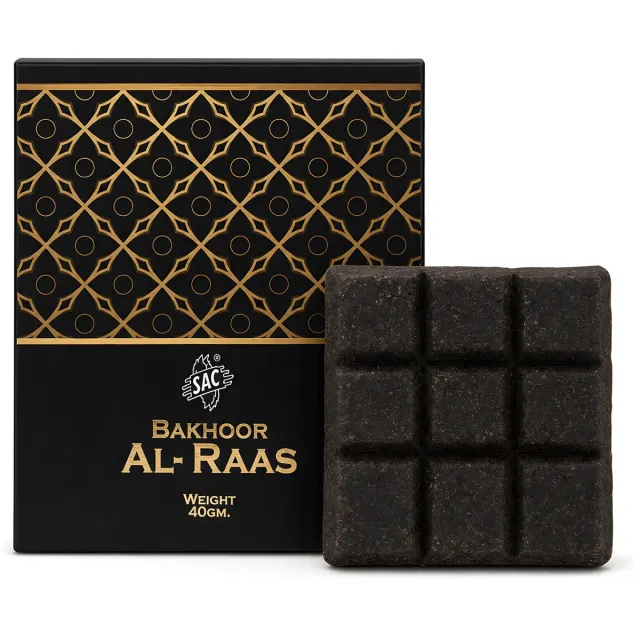 Kahil premium BAKHOOR AL RAAS wierookset 9 geperste blokjes wierook Zwart/ AL RAAS