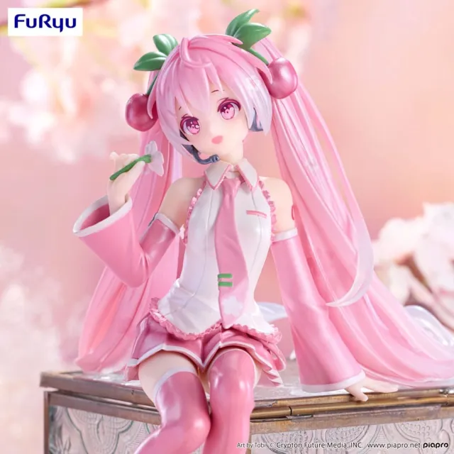 Furyu Hatsune Miku - Noodle Stopper - PVC Statue - Sakura Miku 2024- Pearl Color Ver. 15 cm - vbbocaloid - Anime Multicolor
