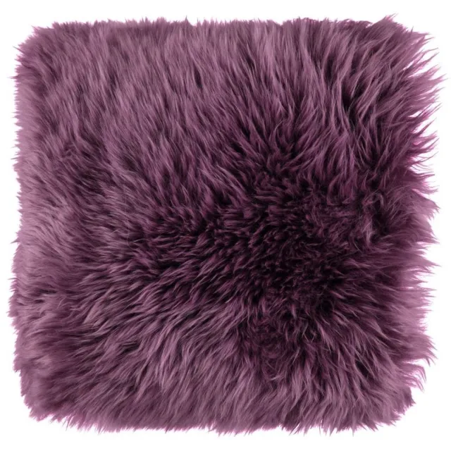 Sheepskin House Langharig Schapenvacht Kussen - 50x50 cm aubergine