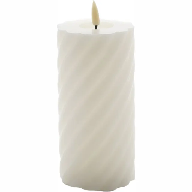 Mansion Atmosphere swirl led kaars ivoor 15x7,5cm v2 Wit