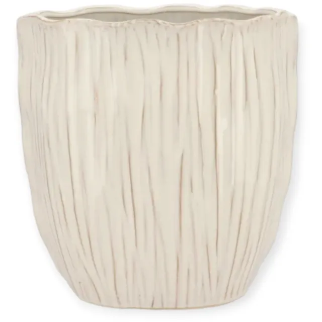 DK design Daan Kromhout - Bloempot - Vaas - Ovaal - Beige/Wit - 27x17x28cm - Keramiek