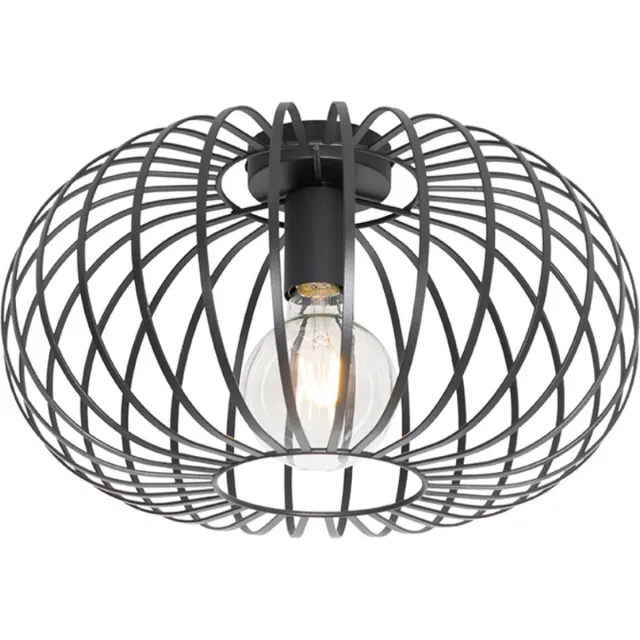 QAZQA johanna - Design Plafondlamp - 1 lichts - Ø 390 mm - Zwart - Woonkamer | Slaapkamer | Keuken