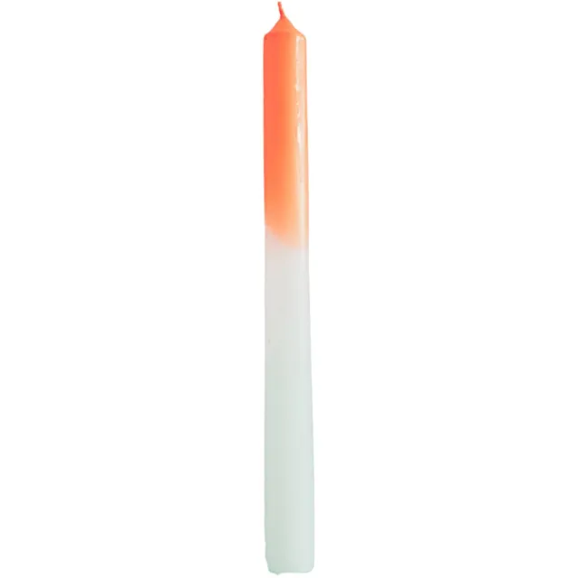 Housevitamin Kaarsen - Gekleurde Dipdye Dinerkaars - Pak van 4 - 2,1x25 cm Neon Oranje/Wit/Mintgroen