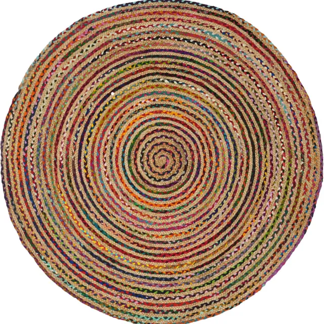 vidaXL Gebied - Tapijt - Multikleur - Ø - 210 - cm - Jute