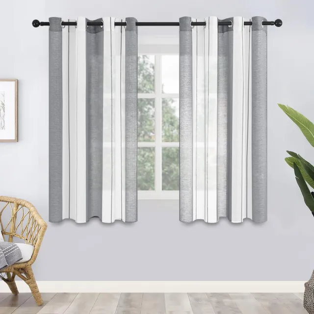 Unyqoos ® Elegante Halftransparante Gordijnen met Moderne Strepen voor Elke Ruimte grijs