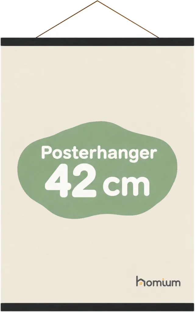 Homium Posterhanger 42 cm - Zwart hout - poster ophangsysteem - Posterlijst - Posterhouder - 40 cm